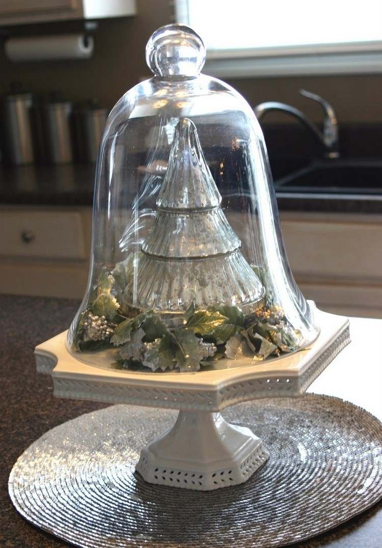 cloche en verre décorer-Noël-style-vintage-sapin-verre-mercurisé