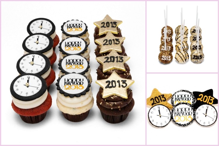 décoration cupcake –nouvel-an-etoiles-biscuits-horloges-fondant