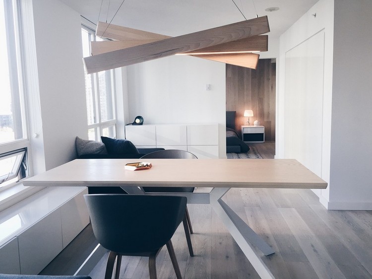 décoration-scandinave-salle-manger-table-sur-mesure-suspension-bois-design