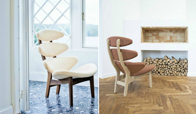 fauteuil design scandinave - eric-jorgensen-corona-pietement-bois-dossier-tapisse