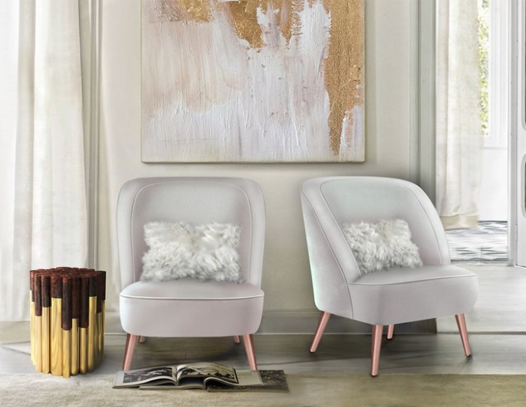 fauteuil design scandinave - gris-clair-pietement-cuivre-GODARD-Ottiu
