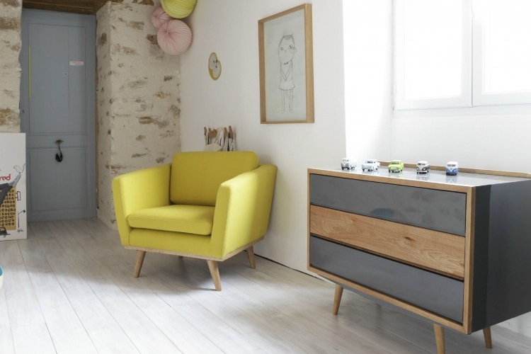 fauteuil design scandinave - jaune-pietement-bois-50-S-RED EDITION