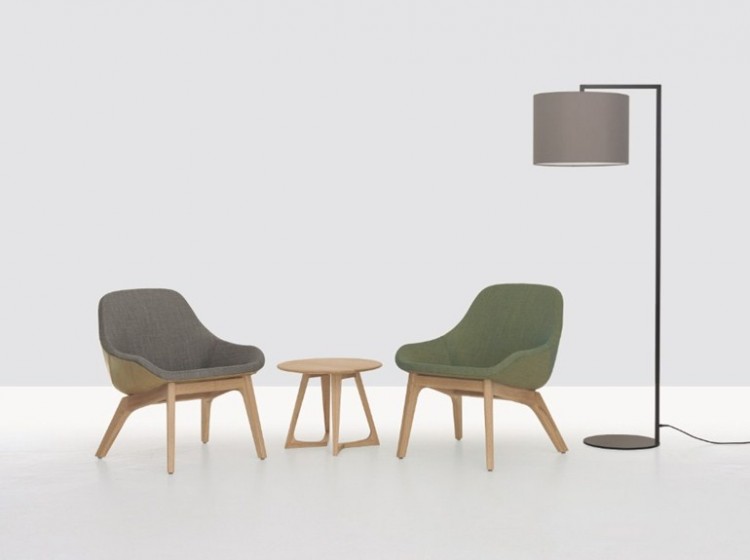 fauteuil design scandinave - tapisserie-vert-gris-pietement-bois-ZEITRAUM-MORPH