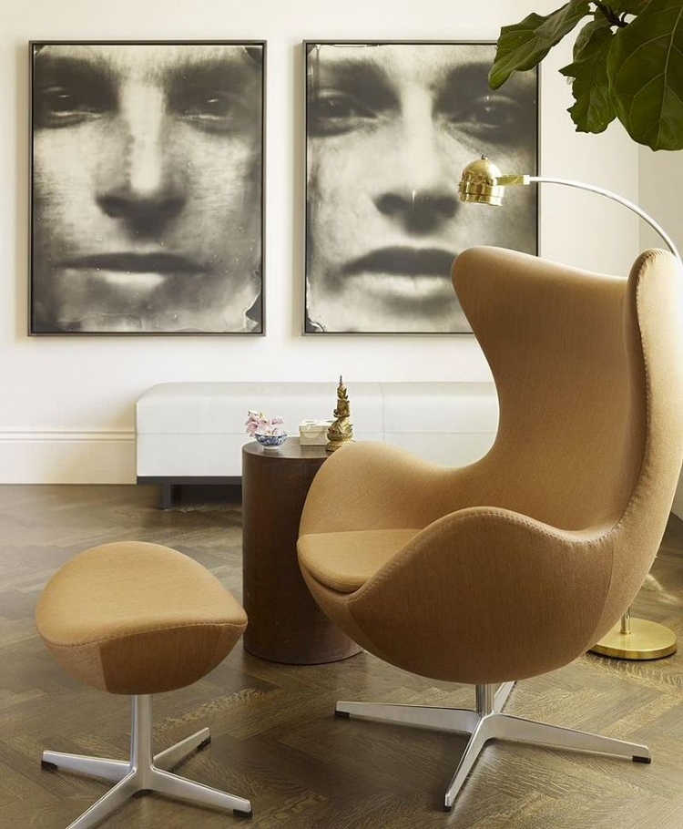 intérieur scandinave fauteuil design-Egg-pied-central-repose-pieds