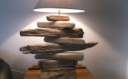 lampe-bois-flotté-poser-table-chevet-abat-jour-gris-perle