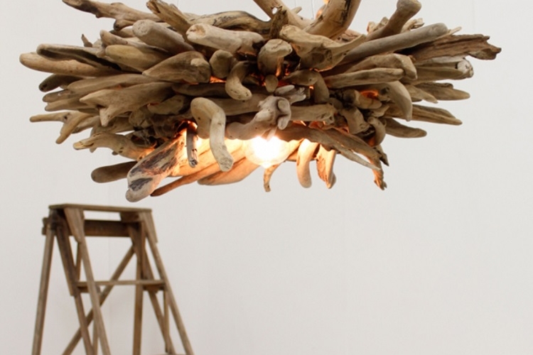 Lampe bois flotté, lampadaire et suspension par la Nature!