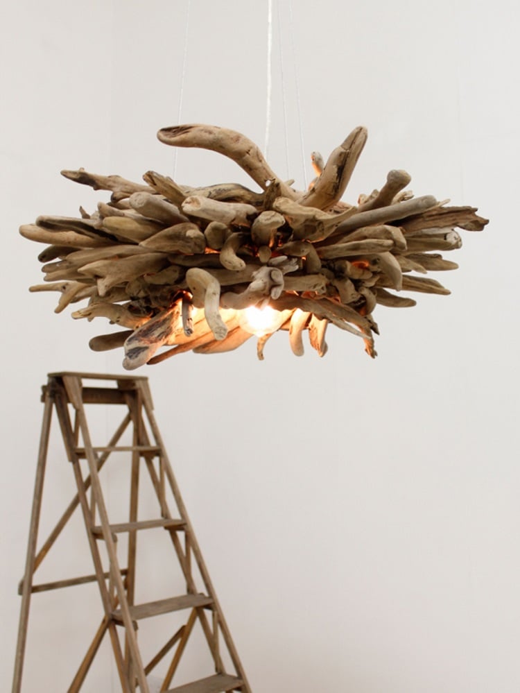 lampe-suspension-bois-flotté-objet-sculpté-Mère-Nature