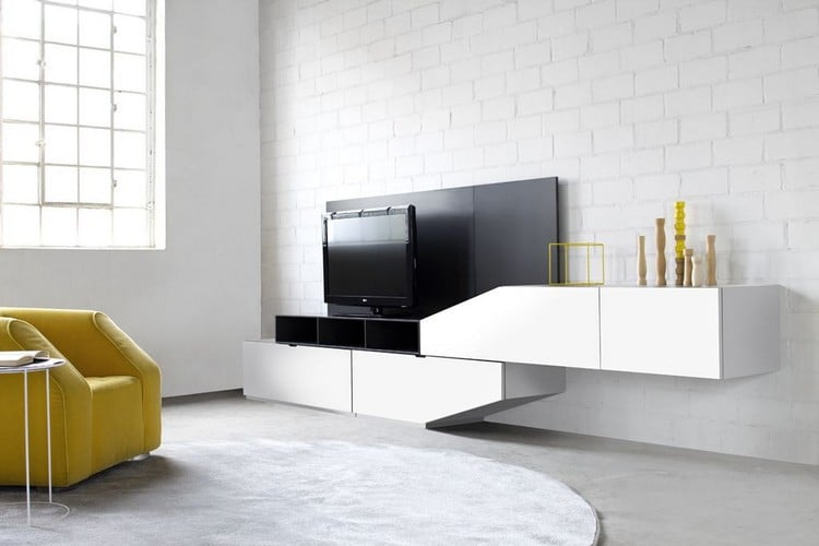 meuble de salon moderne -meuble-tv-mural-noir-blanc-Cut-X_12_690_T3