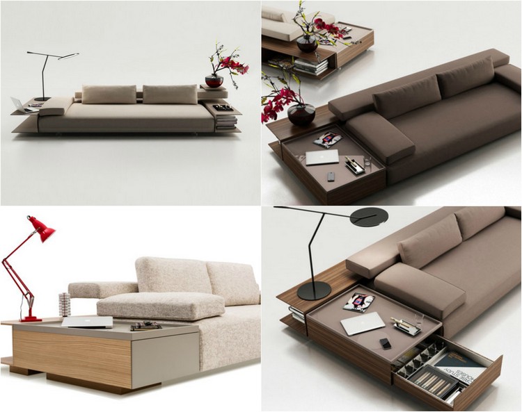 meuble salon design canapé-bas-gris-beige