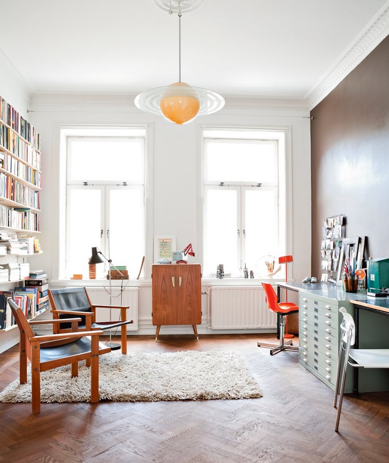 meuble scandinave vintage bureau-maison-coin-salon-bibliothèque