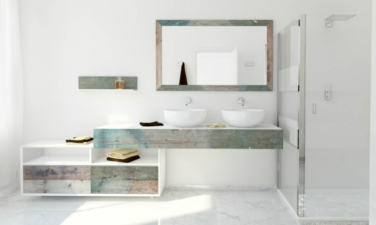 meuble-vasque-salle-bain-blanc-mat-bois-patiné-double-vasque