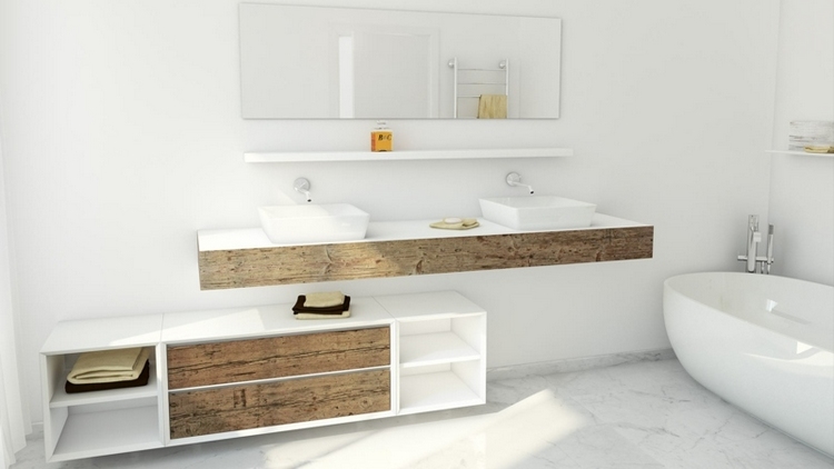 meuble vasque salle de bain double-vasque-blanc-bois-naturel-brut