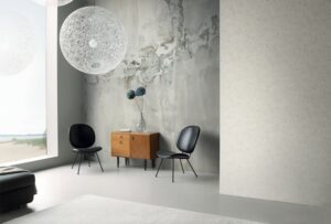 papier peint imitation beton-brut-buffet-bois-rasch