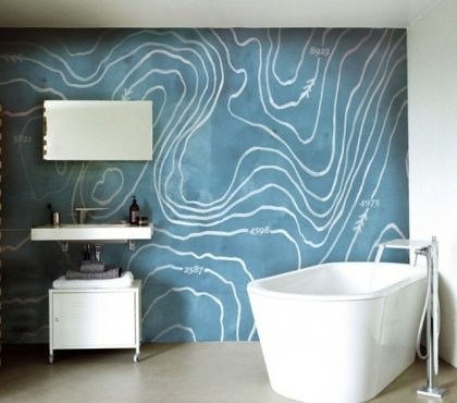 papier peint pour salle de bain -arctic-wind-bleu-glacier-motif-ondes-blanches