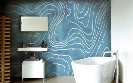 papier peint pour salle de bain -arctic-wind-bleu-glacier-motif-ondes-blanches