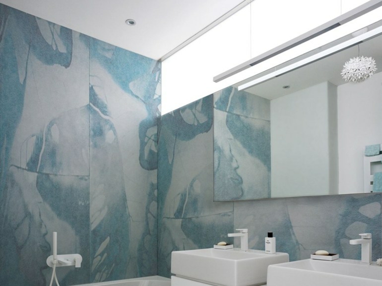 papier peint pour salle de bain -petrol-aquarelle-effet-marbre