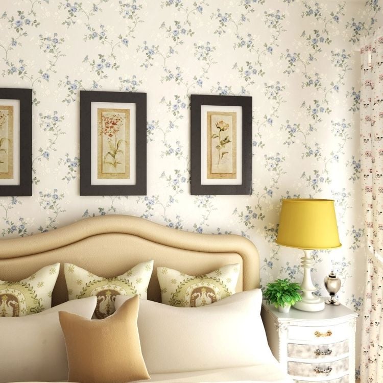 papier peint vintage style champêtre chic-campagnard-chambre-chic