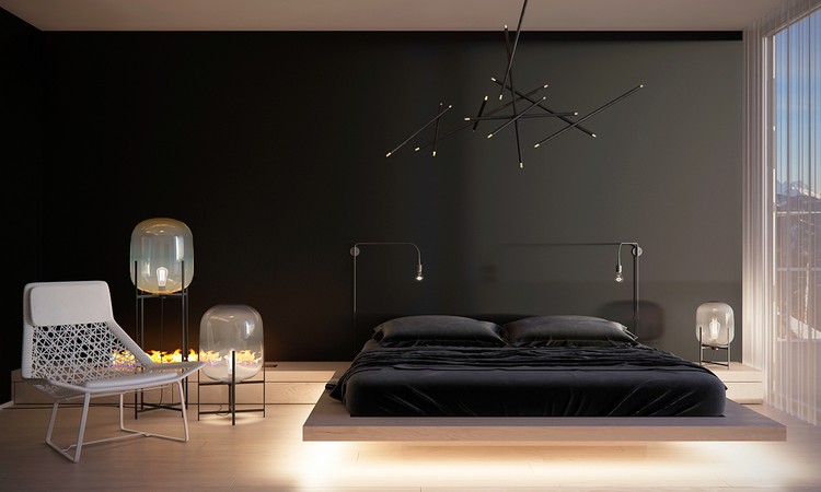 solution rangement -chambre-coucher-cheminee-moderne-edison-bulb-luminaires