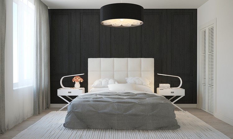 solution rangement -chambre-coucher-panneau-mural-bois-noir