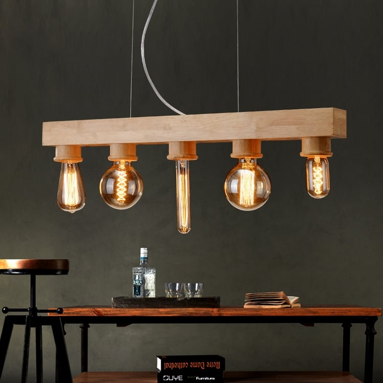 suspension-bois-vintage-5-ampoules-filament-Edison-socle-bois