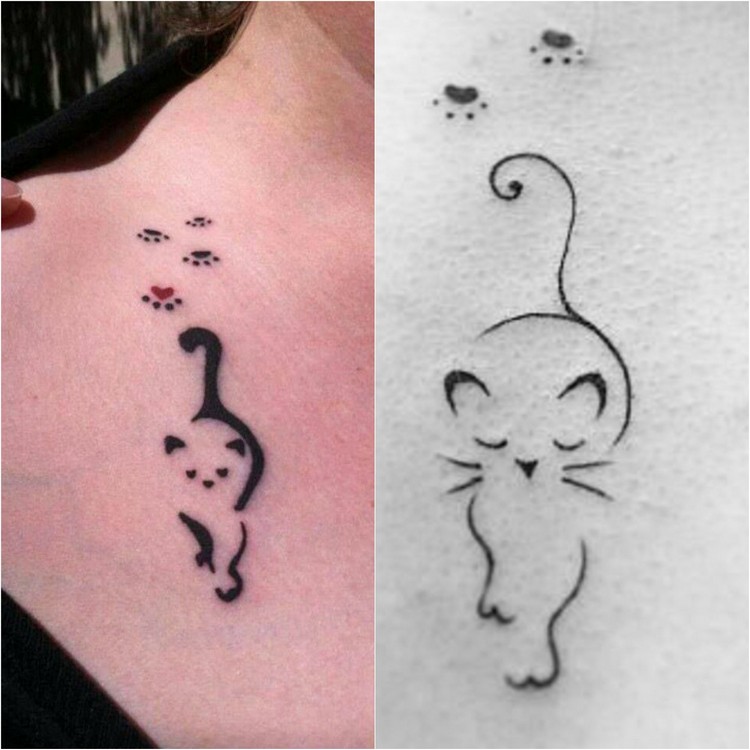 tatouage-chat-empreintes-pattes-contours-épais-contours-fins