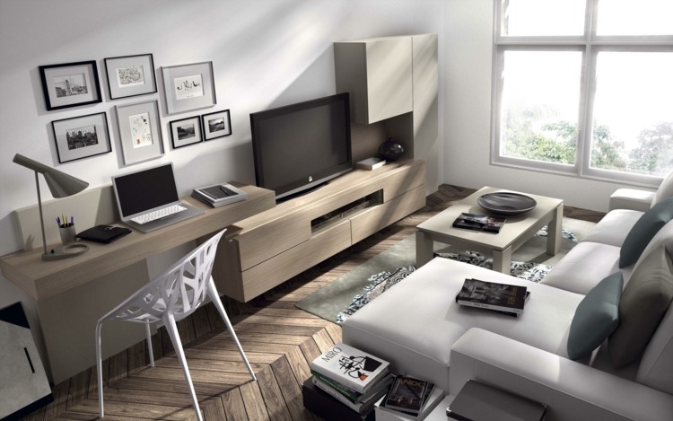 Aménagement de bureau moderne dans un salon design ! Les salons modernes de coin