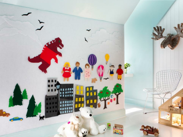 aménagement combles chambre enfant idées décoration murale originale