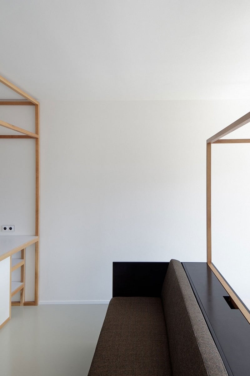 aménagement studio minimaliste espace salle manger salon chambre