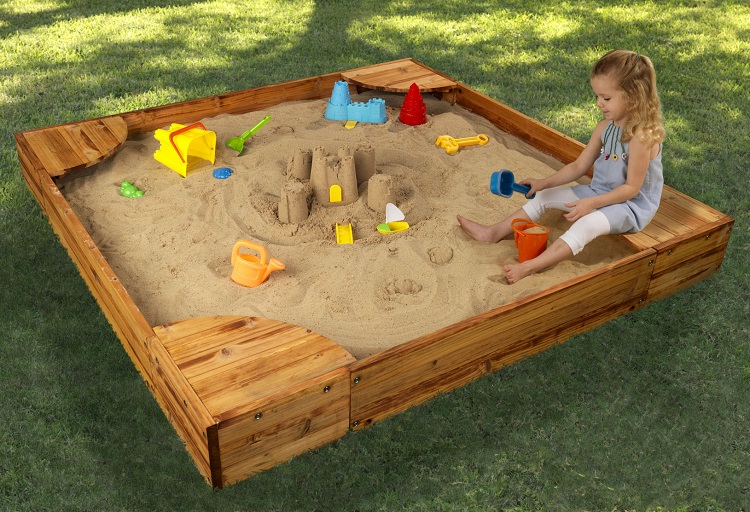 bac sable bois forme carrée faire soi-même sièges coins