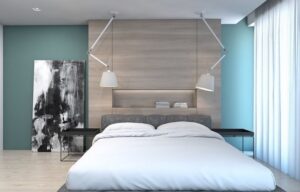 couleur de peinture pour chambre bleu-ciel-panneau-mural-bois