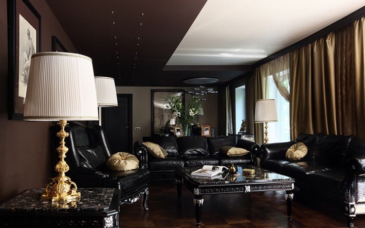 Décoration salon moderne en noir pour un intérieur glamour ! Rideaux Chalet décor