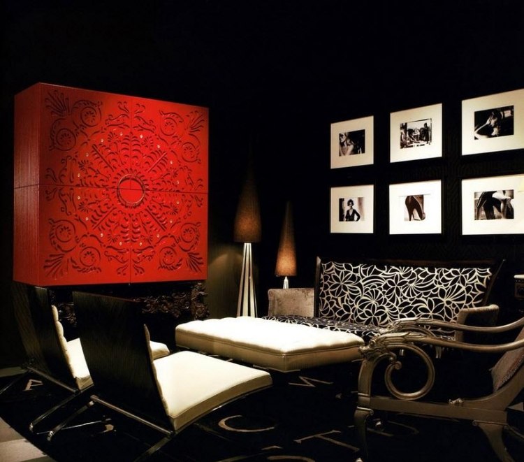 Décoration salon moderne en noir pour un intérieur glamour ! Rouge Salon décor
