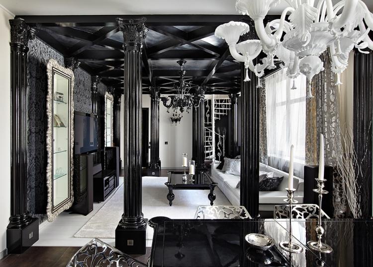 Décoration salon moderne en noir pour un intérieur glamour ! Simples décor Lustres