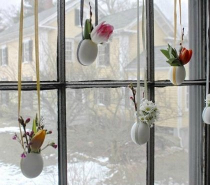 décoration de Pâques à fabriquer -vase-suspendu-coquille-oeuf