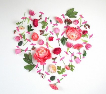 décoration saint valentin DIY-coeur-amour-fleurs-multicolores