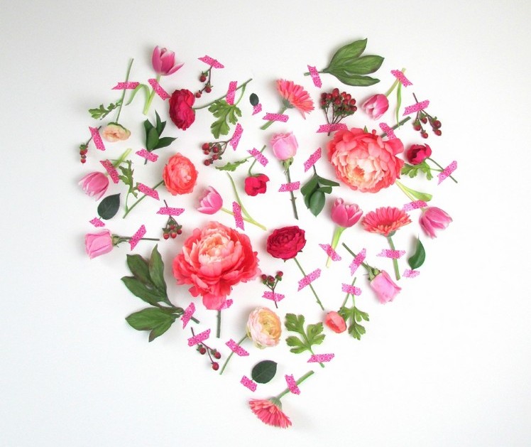 décoration saint valentin DIY-coeur-amour-fleurs-multicolores