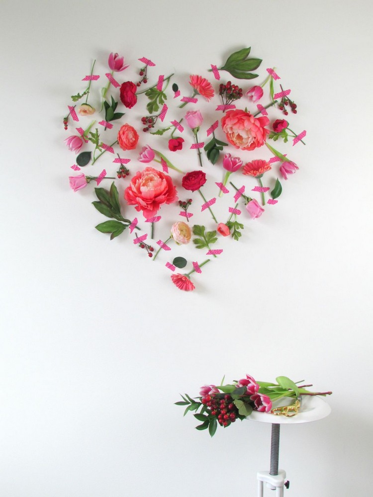 décoration saint valentin DIY-deco-murale-coeur-fleurs