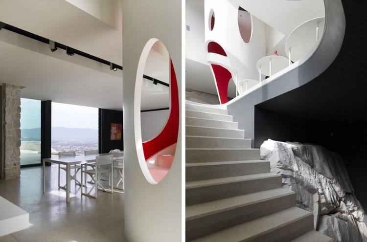 escalier en colimaçon -escalier-droit-beton-casa-farfalla