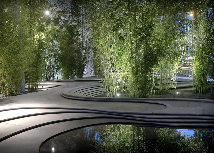 jardin zen moderne-moderne-etang-bambou-allees-pierre