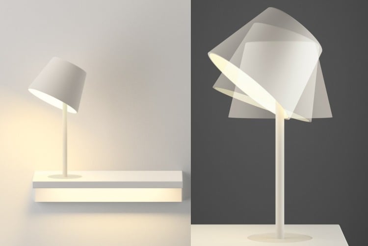 luminaire chambre adulte -lampe-chevet-blanche-modele-minimaliste