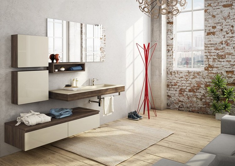 meuble de salle de bain en bois -bois-blanc-casse-vasque-integree-FREEDOM 18 - LEGNOBAGNO