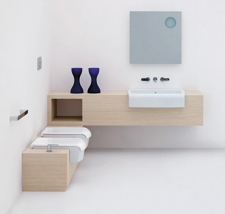 meuble de salle de bain en bois -clair-vasque-integree-UNA-Vanity unit - CERAMICA FLAMINIA1