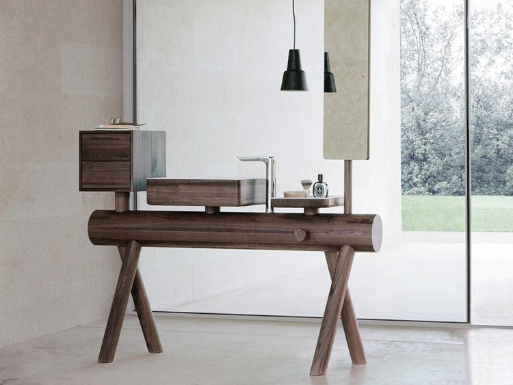 Meuble de salle de bain en bois avec vasque intégrée Meuble salle de bainen bois