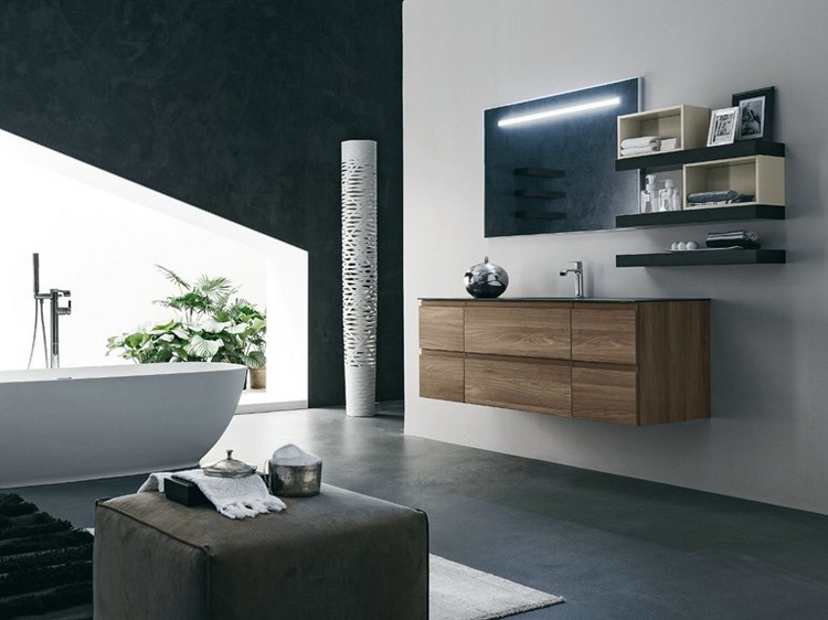 meuble de salle de bain en bois -meuble-vasque-mural-bois-AB 6000-RAB Arredobagno