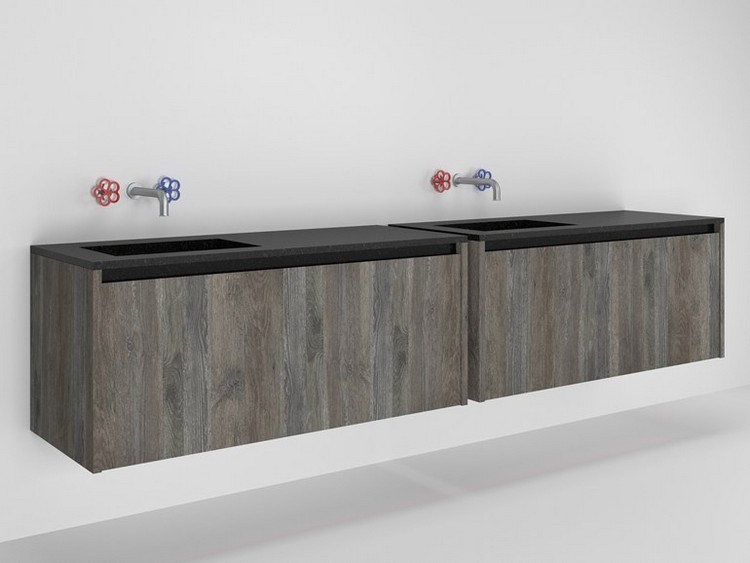 meuble de salle de bain en bois -patine-grisatre-XILA-Vanity unit - Boffi