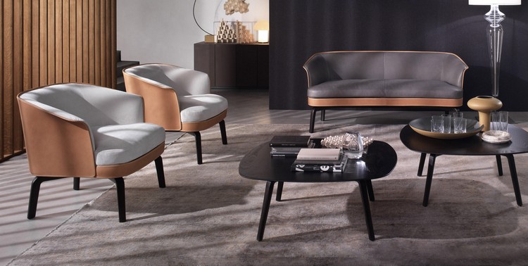 meuble design moderne-fauteuil-blanc-marron-clair-canape-POLTRONA-FRAU-Nivola-Armchair-roberto-lazzeroni