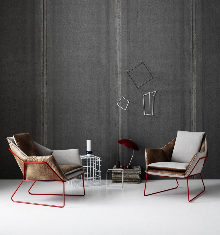 meuble design moderne-fauteuil-luge-pietement-rouge-newyork-SabaItalia