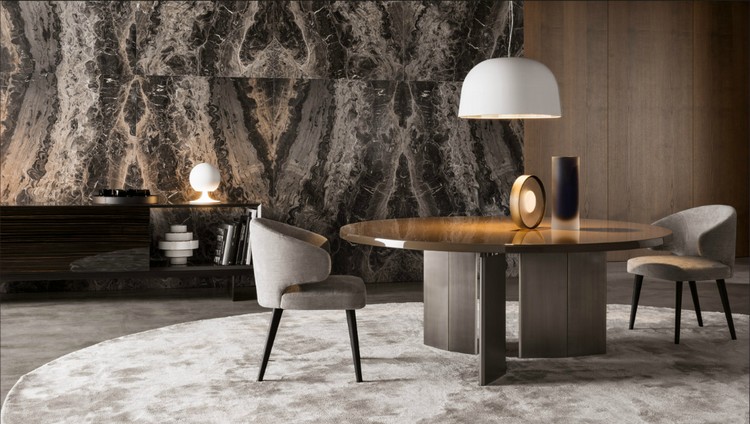 meuble design moderne-table-salle-manger-plateau-rond-Minotti-Morgan