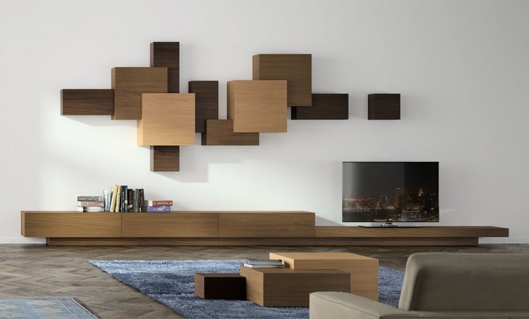 meuble tv mural modulable unités cubiques meuble bas longueur