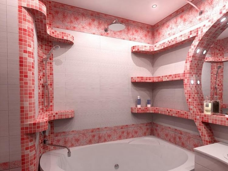 salle-bain-mosaique-rose-éclaireage-LED
